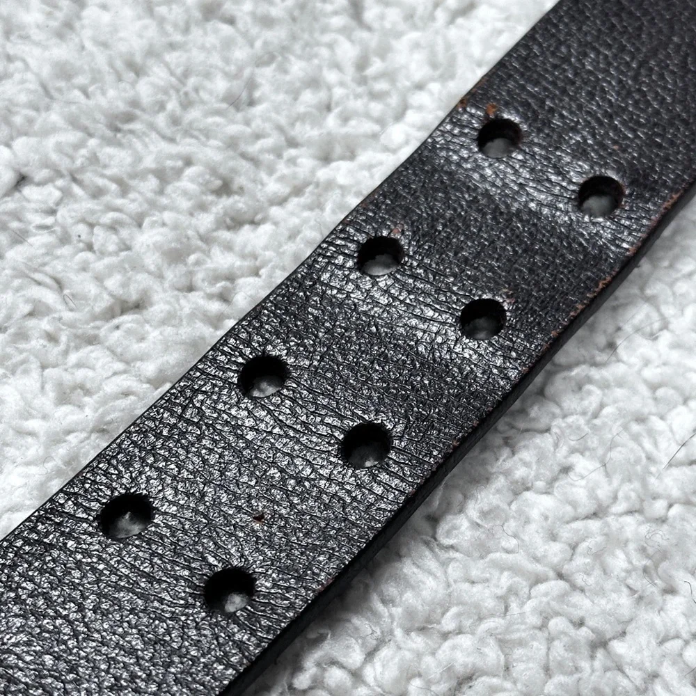 Nice Thick Top Grain Leather Brown Belt Double Prong Silver Tone Buckle, M